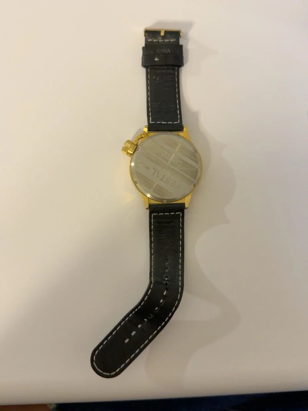 Vestal Canteen Black Leather Gold Tone Men’s Watch 44mm